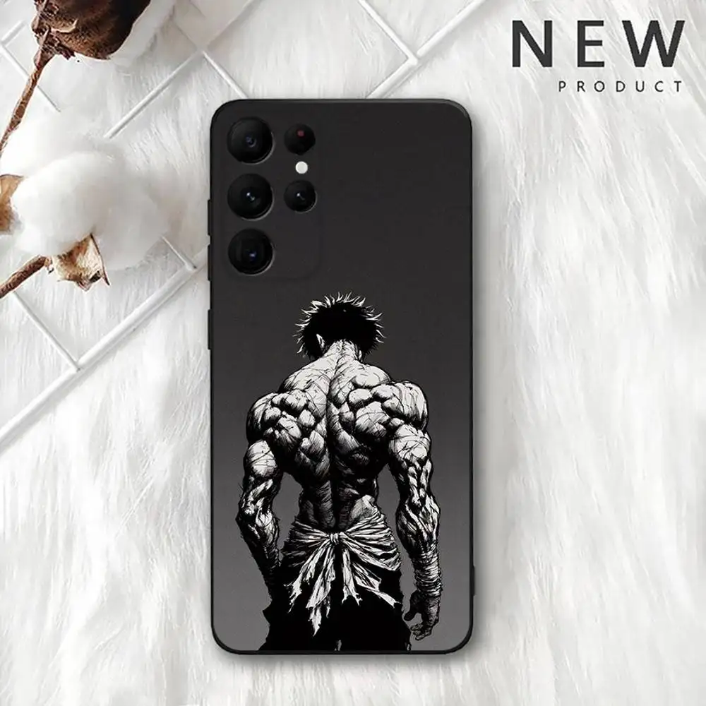 Funda de teléfono Comic H-Hanma Baki para Samsung S 25,24,23,22,30,21,10,9,Ultra,Plus,Lite,FE,4,5G, funda blanda negra