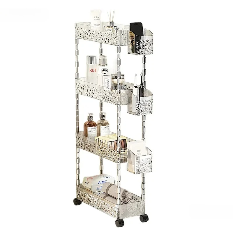 

Simple Transparent Bathroom Cabinet Toilet Sandwich Trolley Storage Rack Floor Storage Rack Washbasin Multi-layer Storage Rack