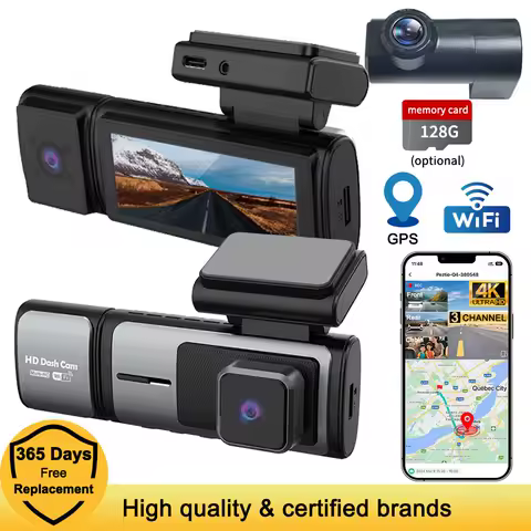Dash Cam 3Camera For Sony 1.5 large aperture CAR DVR Video Recorder Vehicle Black Box FULL HD 4K Night Vision Driver 5GWiFi GPS