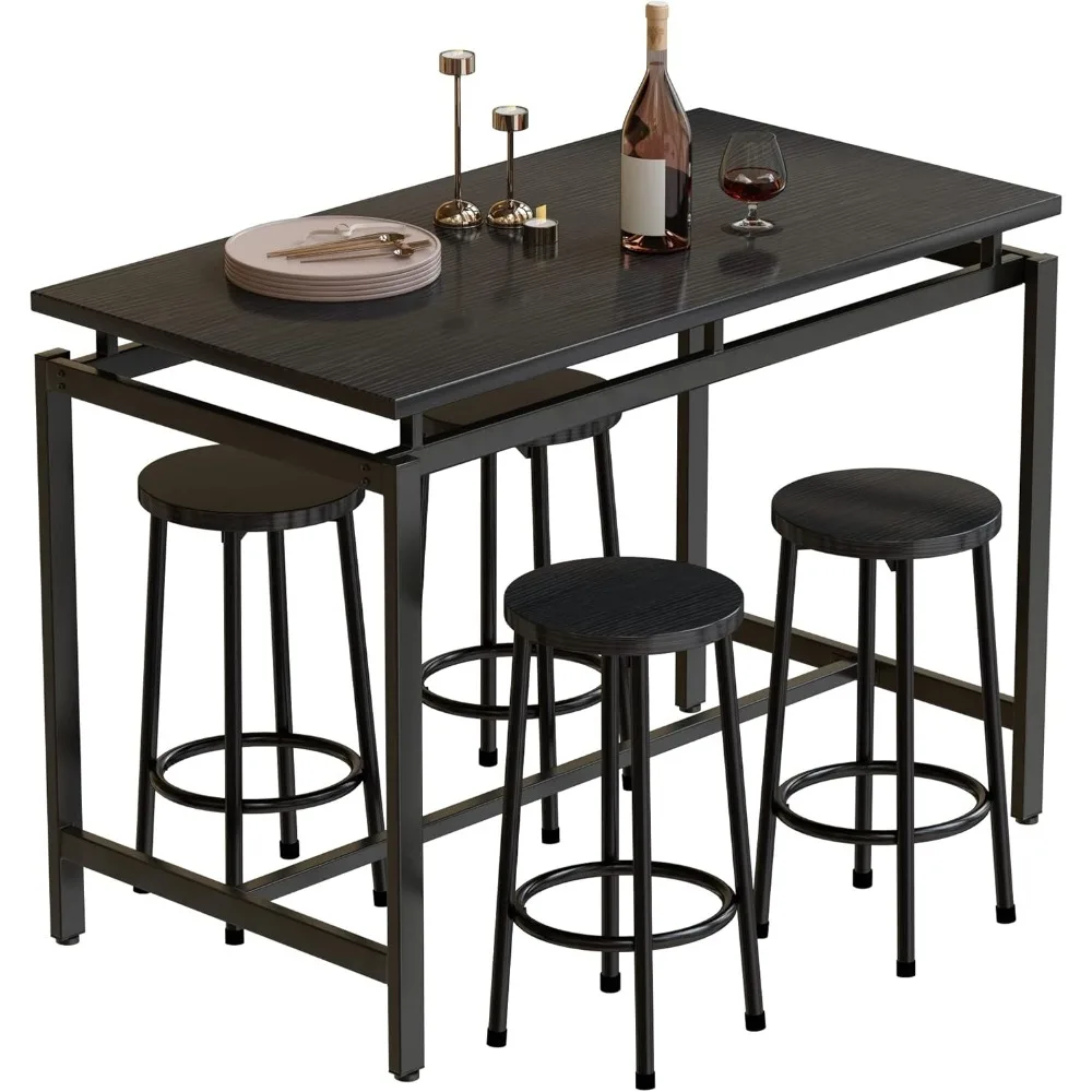 

Bar Table Set,Kitchen Pub Set with 4 Stools,5 Pieces Dining Tables Set, Breakfast of 47.24 x 23.62 x 35.43 Inche