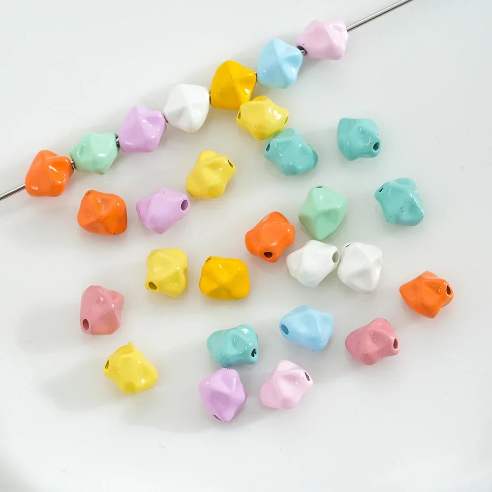 10pcs Alloy Spray Painted Beads Rock Shape Beads Irregular Beads for Jewelry Making Keychain Bracelets Necklace Accessories