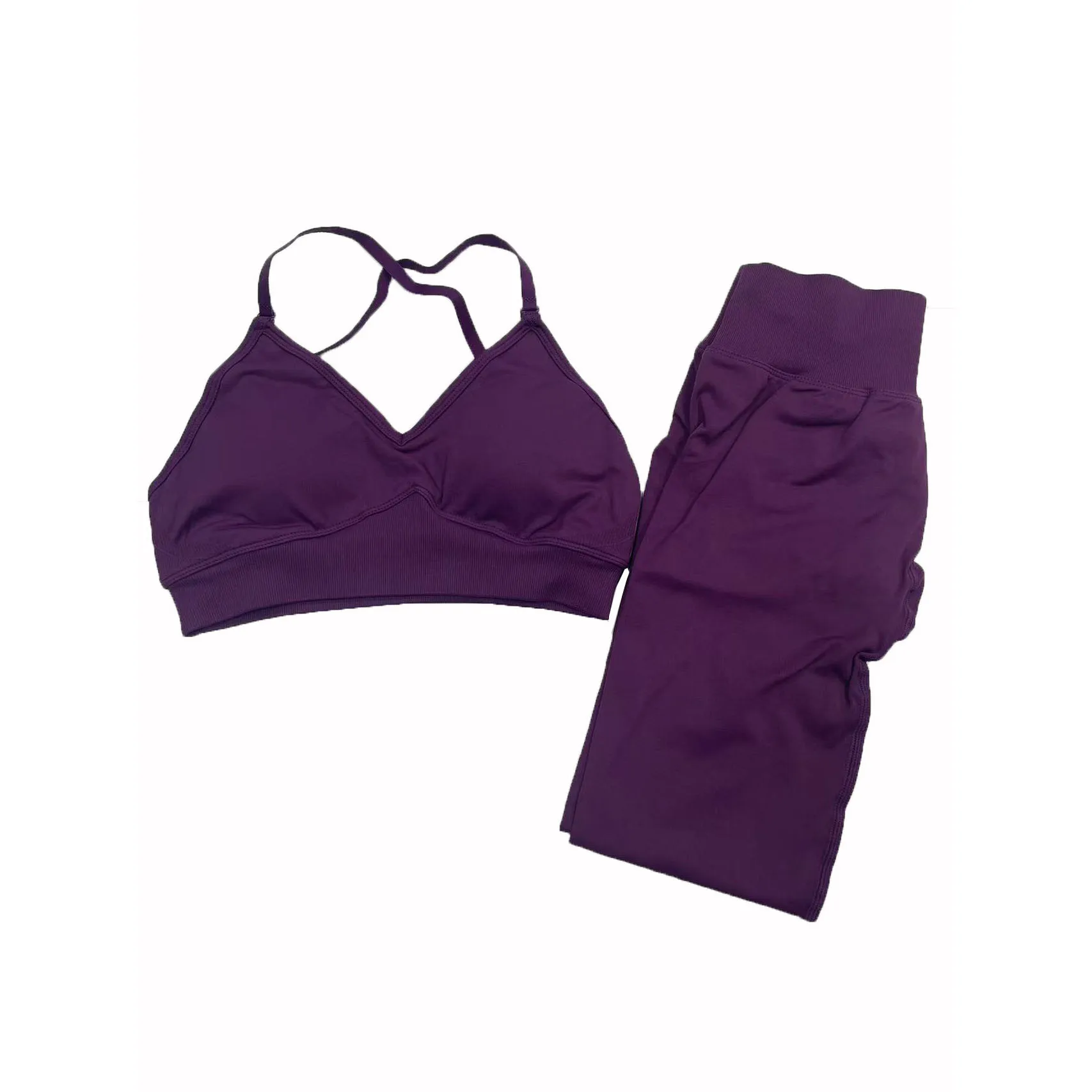 

2PCS Seamless Tracksuits High-Waisted Yoga Pants with Peach Butt Lifting Shorts - Gym Tights Yoga Top & Sports Set For Women