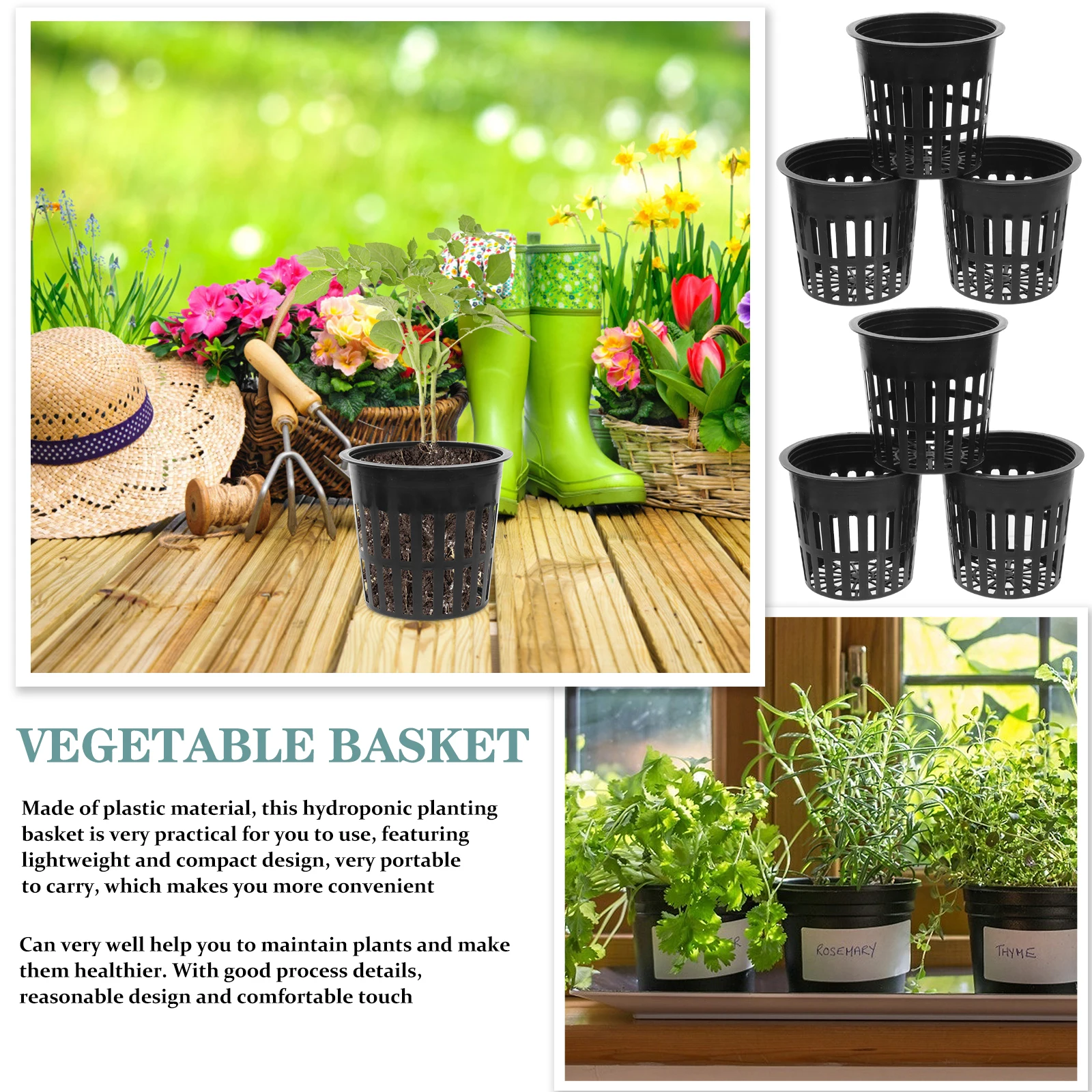 

20 Pcs Hydroponic Baskets Soilless Growing Net Pots for Seedlings Drainage Plastic Durable Gardening Plant Cultivation Baskets
