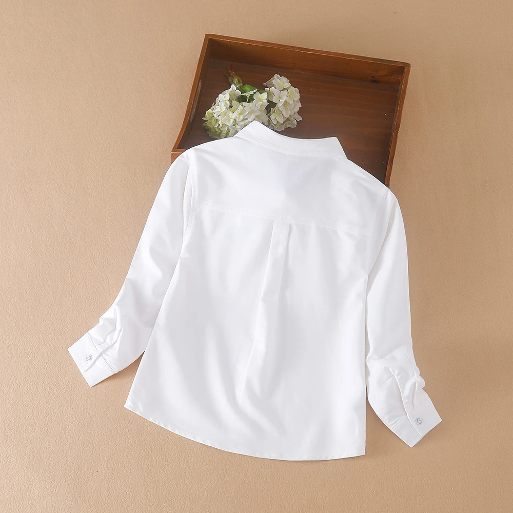 Boys Clothes School Uniform Shirts Spring Autumn Long Sleeve Turn-down Collar Kids Shirt For Boys Children Tops