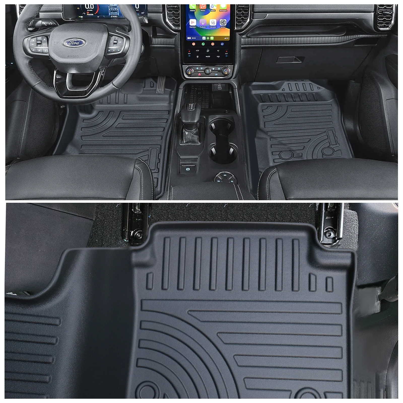 Custom Car Floor Mats Foot Pad for Ford Ranger Next-gen 2022 2023+ Double Cabin Model Car Mat With 3D Design 4X4 Car Accessories