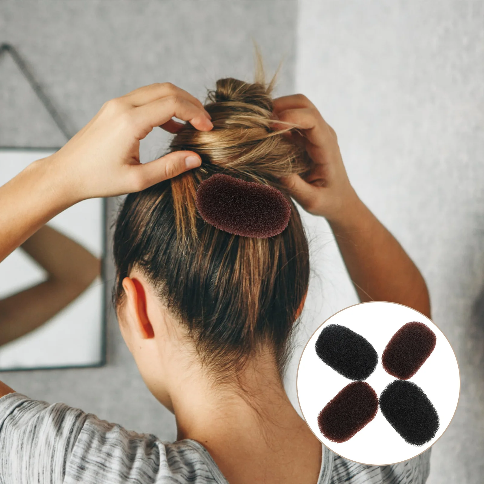 

4pcs Women Hair Volume Clips Bump Up Styling Pads Increased Height Base For Curly Ponytail Hairstyles Reusable Hair Padding Tool