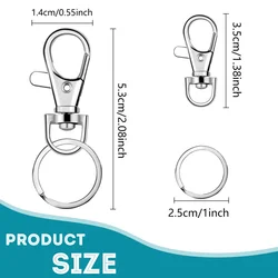 20/40/100PCS Keychain Hook with Key Ring Keychain Clip Hook with Flat Ring for Lanyard Jewelry Making DIY Crafts