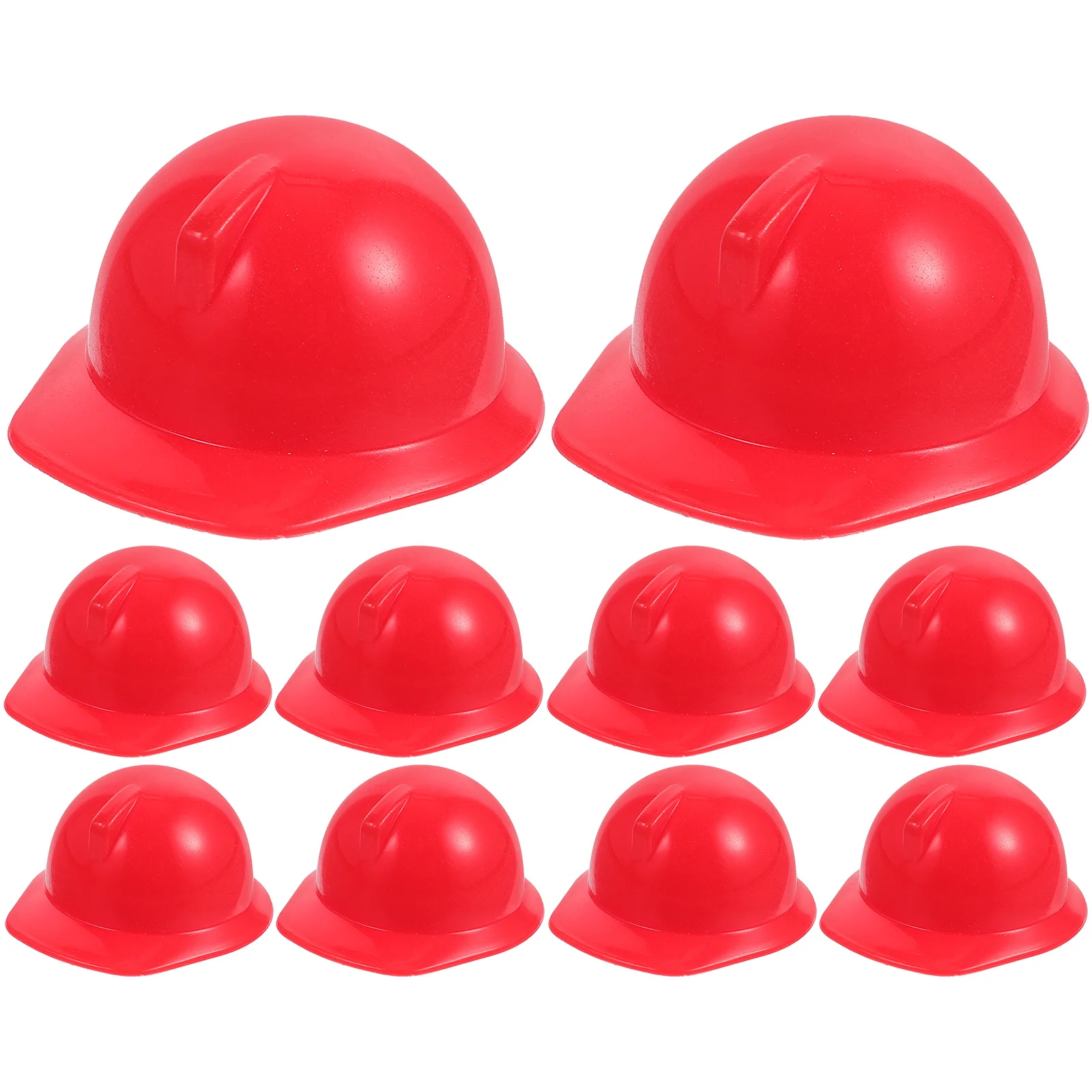 10 Pcs Mini Toy Model (10 Helmets Bright Red) Creative Hard Hats Safety Small Cake Topper