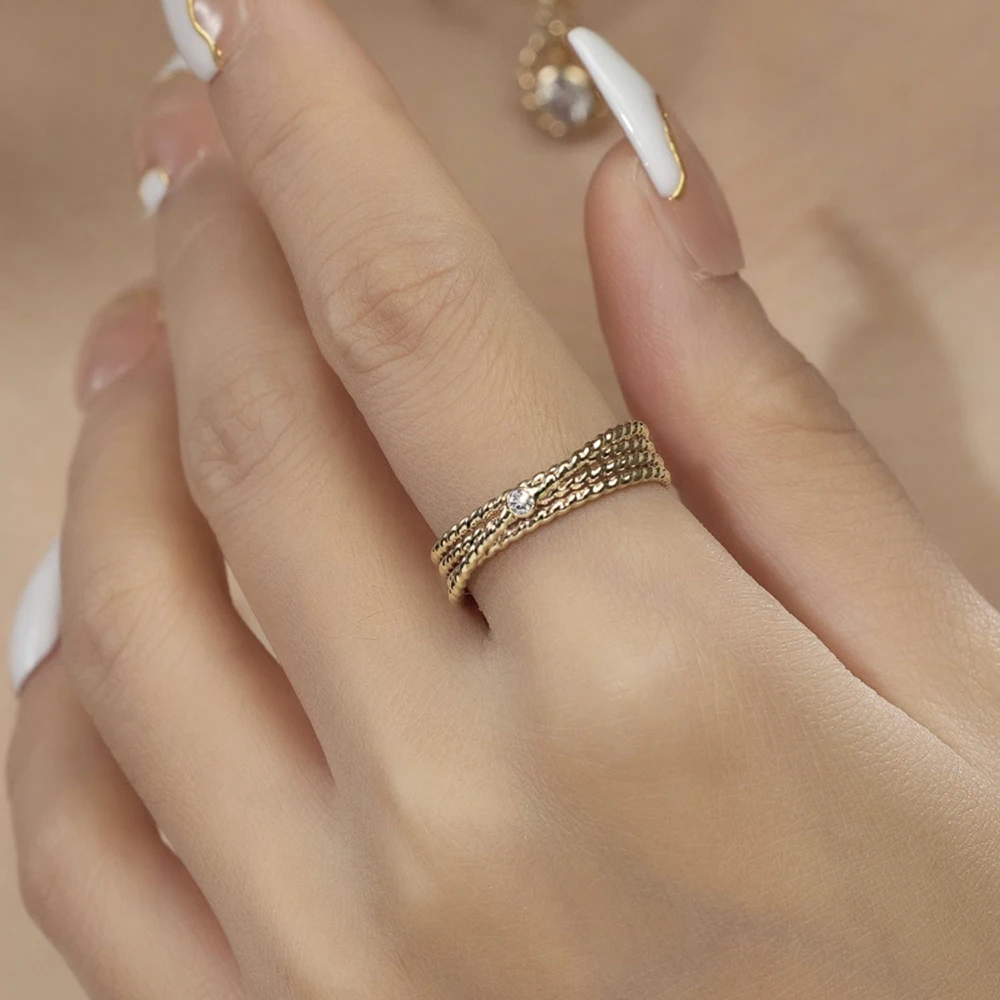 

Rings 14K Gold Filled Handmade Moissanite Ring Minimalism Dainty Tinny Band Jewelry for Women Party Birthday Daily Gifts