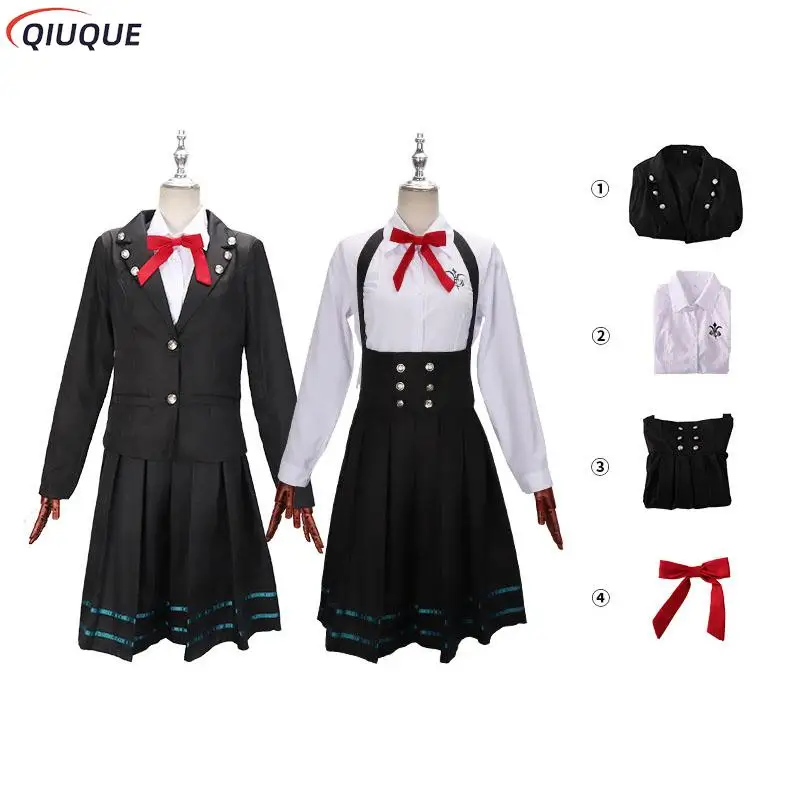 Danganronpa V3 Shirogane Tsumugi disfraz de Cosplay para mujer, peluca, gafas, uniforme JK, juego de Anime, trajes de fiesta de Halloween