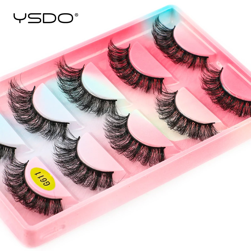 YSDO 5 Pairs Mink Eyelashes Natural 3D Mink Lashes Fluffy Long False Eyelash Cruelty Free Volume Lashes Cilios Makeup Faux Cils