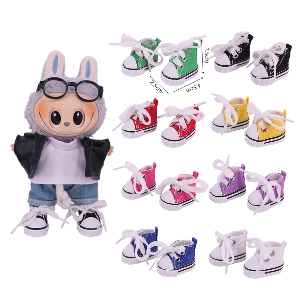Mini pluszowe akcesoria dla lalek Labubu Shes Plimsolls Fashion Cool Boy Multicolor i strój Labubu trampki różne Kpop pluszowe