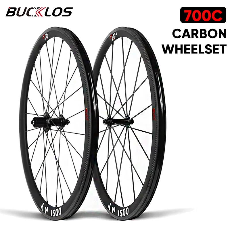 

BUCKLOS Carbon Wheelset 700C Bike Wheelset Ultrilight V Brake Road Bike Wheels Rims 11 Speed Carbon Bicycle Wheel Set Bike Part