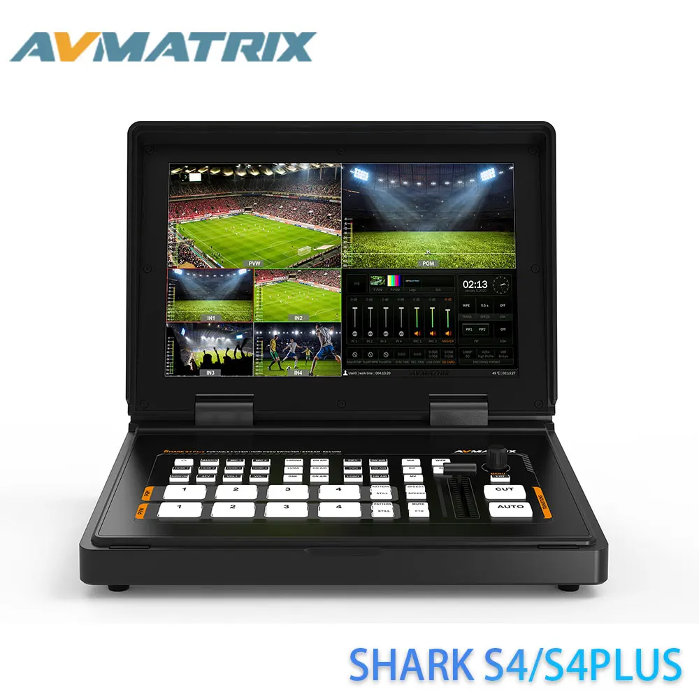 AVMATRIX Shark S4 S4 PLUS Video Mixer Switcher with 2xHDMI 2XSDI Input SD Card USB Recorder for Live Streaming