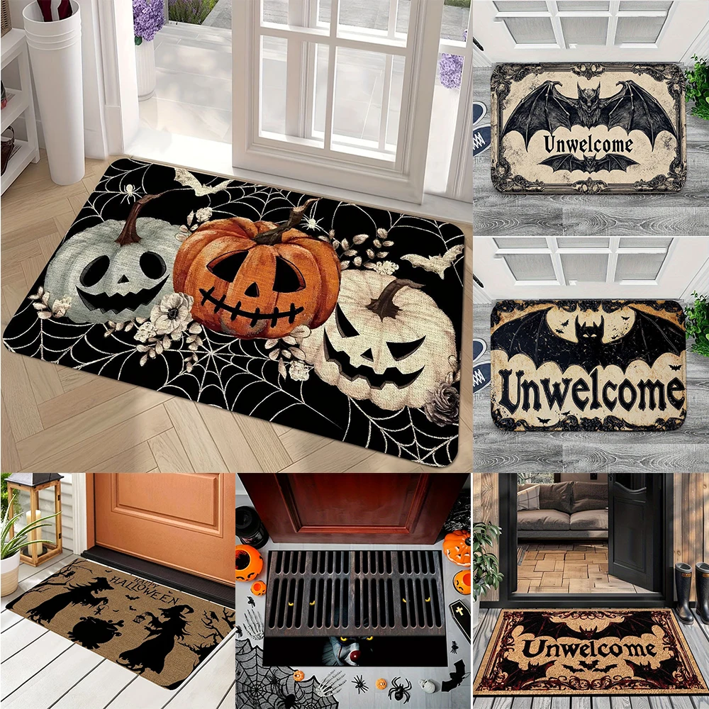 Halloween-Fußmatte, Geist, Fledermaus, Kürbis, Willkommensmatte, Tür, Halloween, Festival, Teppich, rutschfest, für den Innen- und Außenbereich, Eingangsdekoration