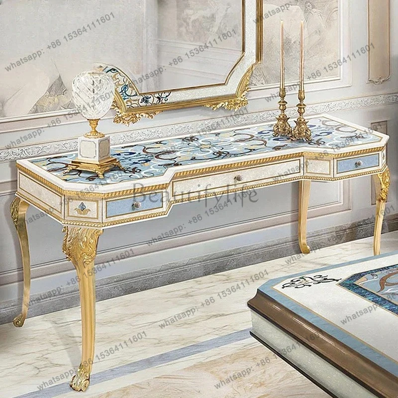 

European simple luxury solid wood dresser parquet dressing table carved dressing table furniture