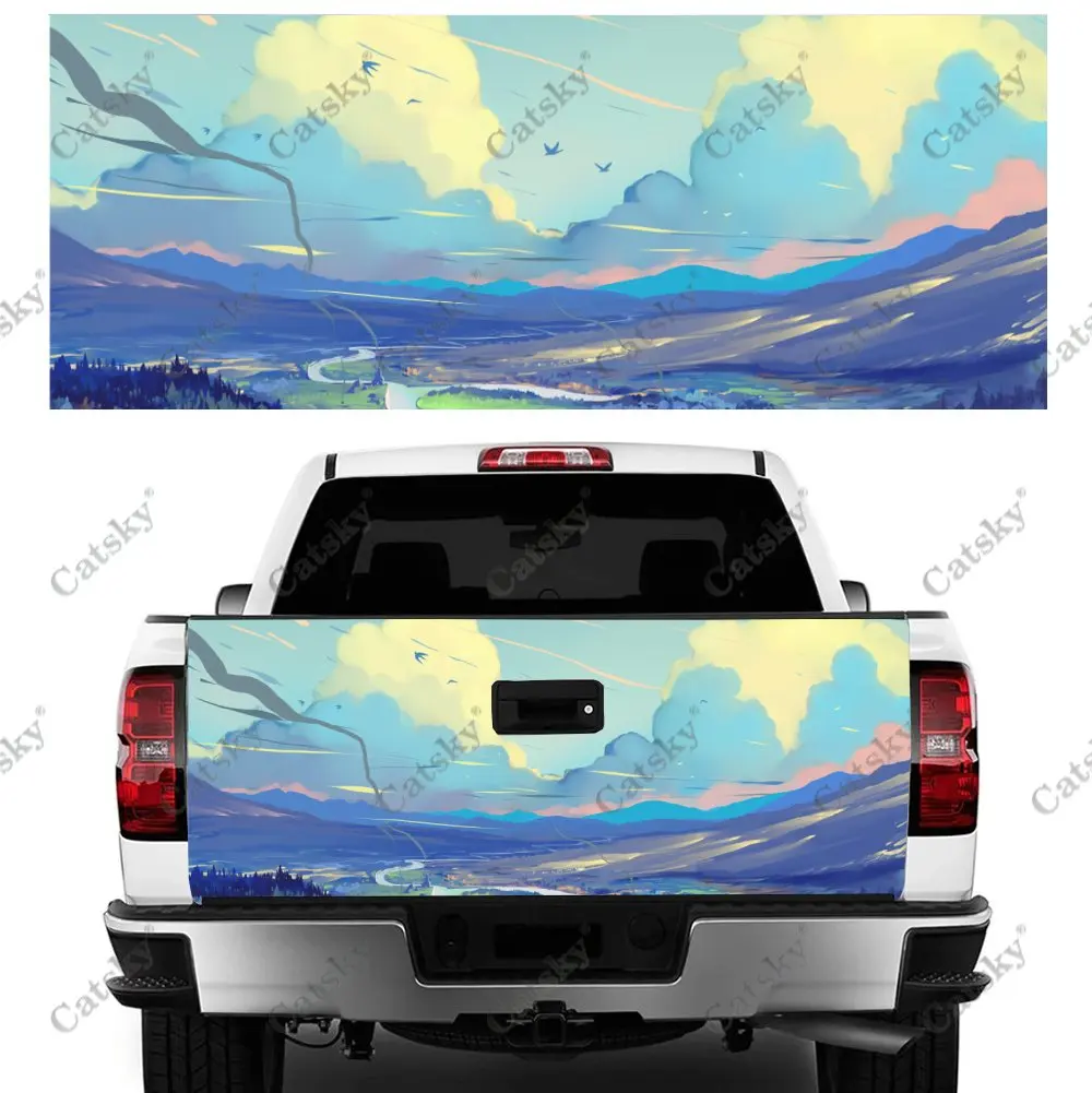 

Scenery Art Print Car Tail Trunk Protect Vinly Wrap Sticker Decal Auto Accessories Decor Engine Cover for SUV Off-road Pickup