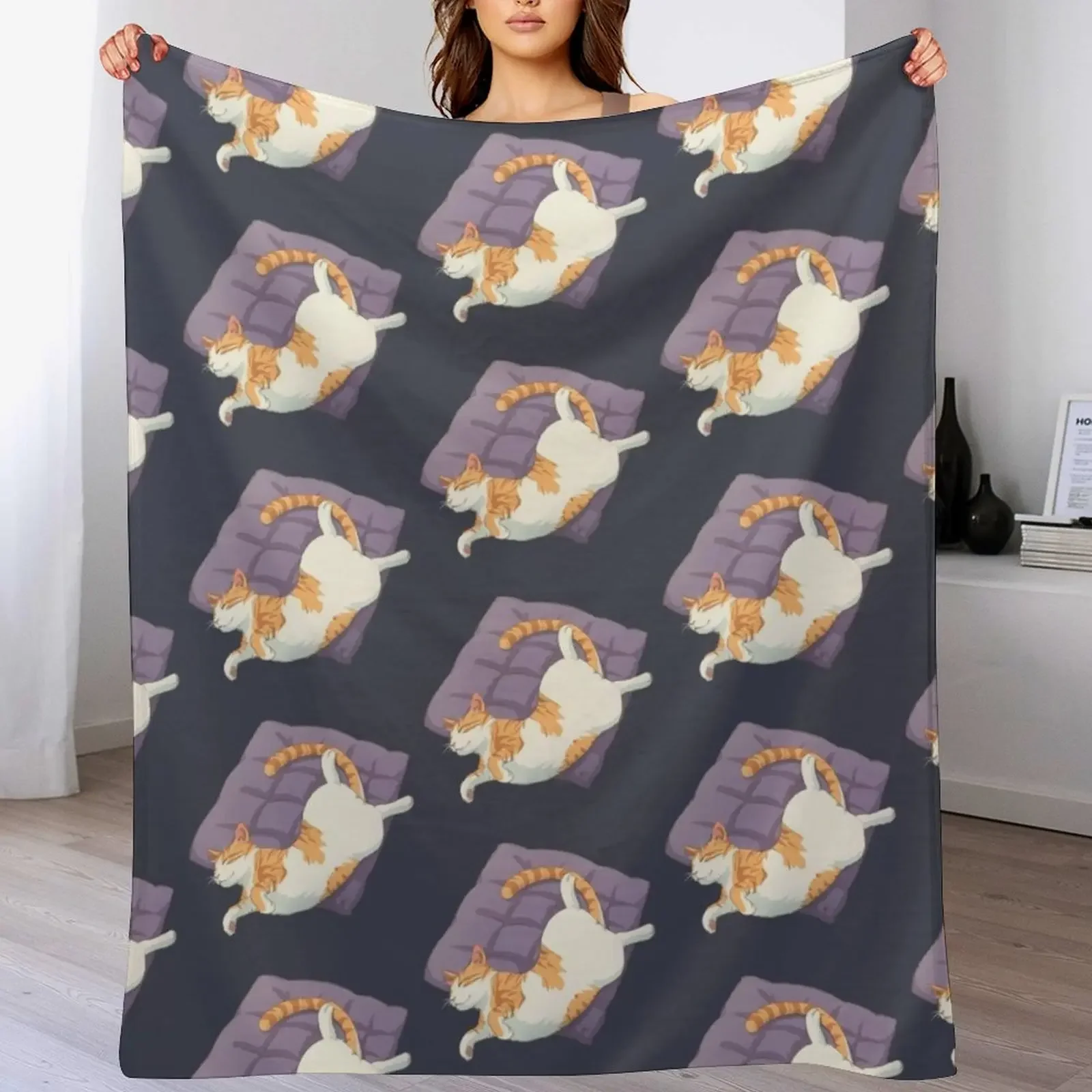 

Sleeping Cat Orange Tabby Throw Blanket Bed valentine gift ideas Extra Large Throw Thins Blankets