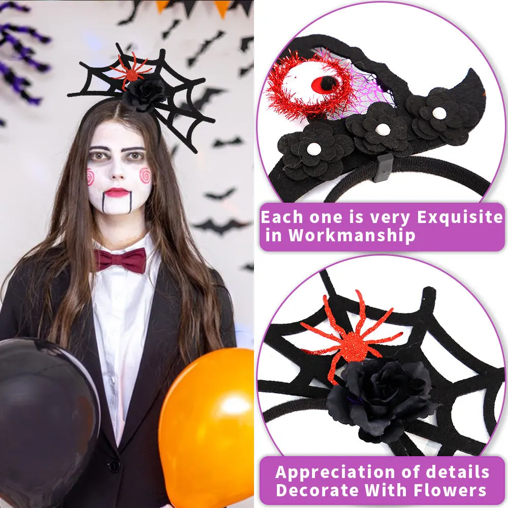 Perfect Gothic Halloween Headband Spiderweb Hair Hoop Scary Costume Hair Accessory Creepy Party Headwear Haunt Festive Decor Set