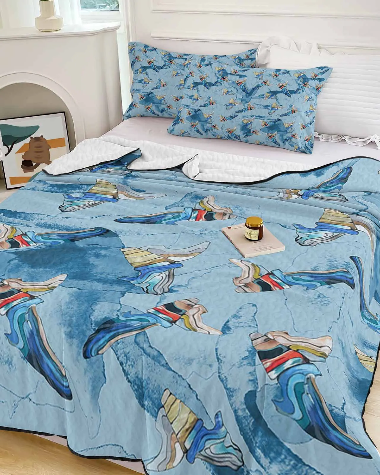 Abstract Crack Gradient Cooling Blankets Air Condition Comforter Lightweight Summer Quilt for Bed Breathable Soft Thin Quilt