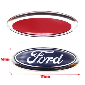 1 pçs novo ford 145mm alumínio logotipo dianteiro do carro grade dianteira amortecedor traseiro porta traseira tronco adesivo emblema estilo acessórios 12 principais vendas emblema ford - №5