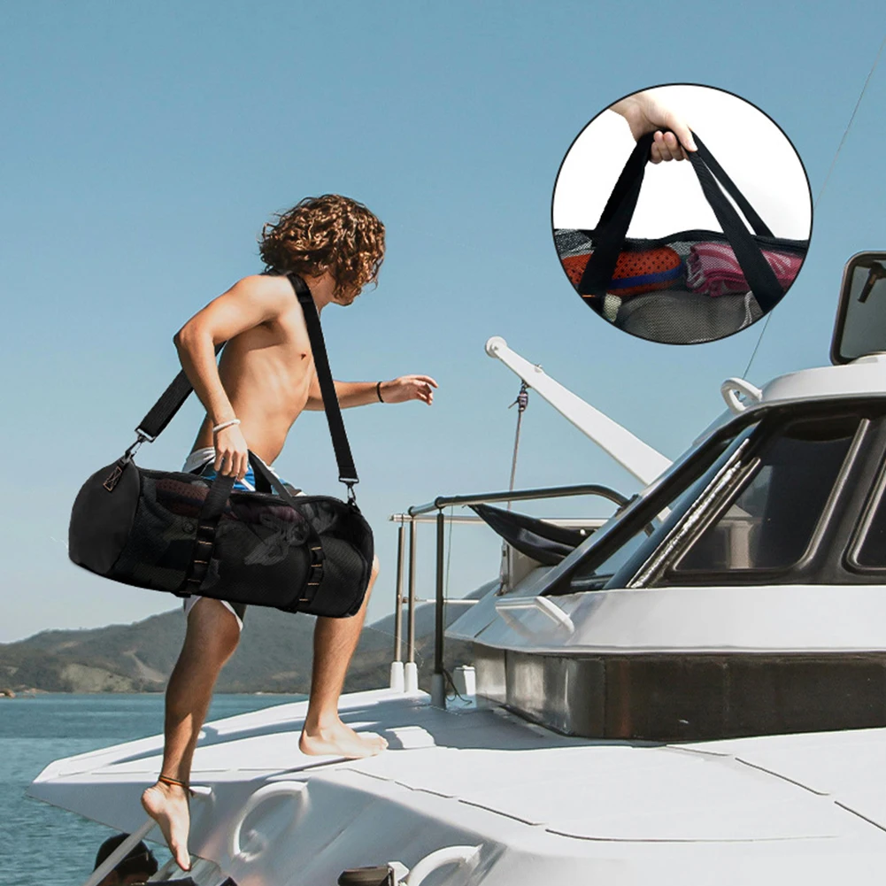 الغوص حقيبة شبكية قابلة للطي في الهواء الطلق شاطئ السباحة تنظيم الحقائب الغوص شبكة القماش الخشن حقيبة للغوص تصفح معدات الغوص