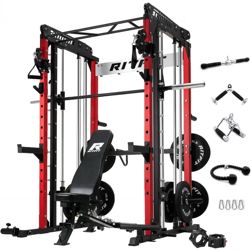 

AQRitFit M1; M1 Pro Smith Machine with Cable Crossover System,Multi-Function Squat Cage for Home Gym,Power Rack and P