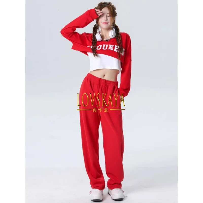 Loose long sleeved hip-hop street dance adult performance costume jazz dance costume women's three piece set