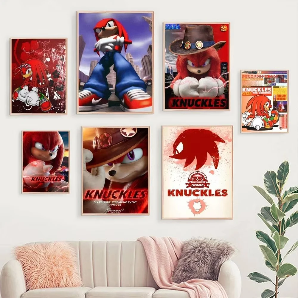 S-Sonic Game K-Knuckles The E-Echidna ملصق ورقي مدخل غرفة النوم غرفة المعيشة المنزلي جدار ديكور #1