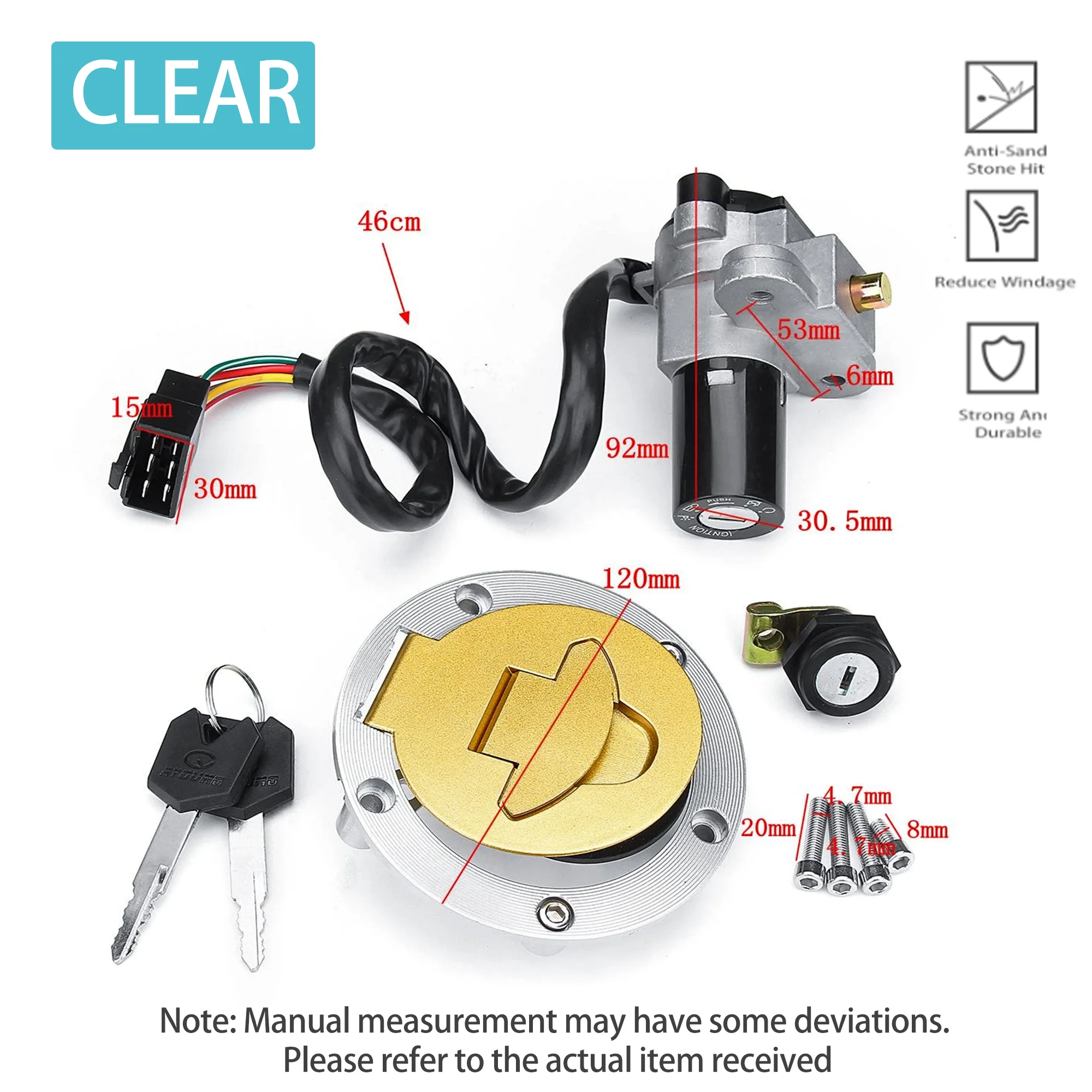Ignition Switch Lock Gas Fuel Tank Cap Cover Set Fit for Ducati Monster 695 620 M620 S2R 900 750 M750 M600
