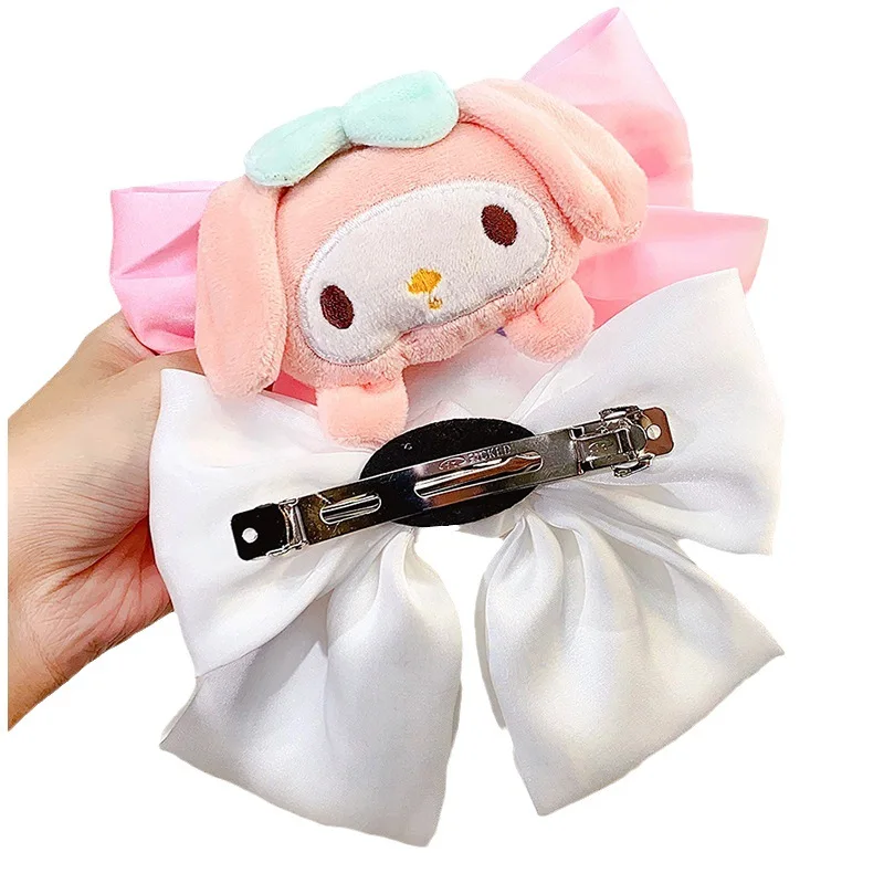 Miniso Cute Sanrio Cartoon Doll Bow Girl Hairpin Back Head Top Clip Out Coil Hair Spring Clip Hair Accessories Gift