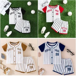 Spring round neck suit baby and toddler line button printing black and white fashion versatile sports and leisure new products