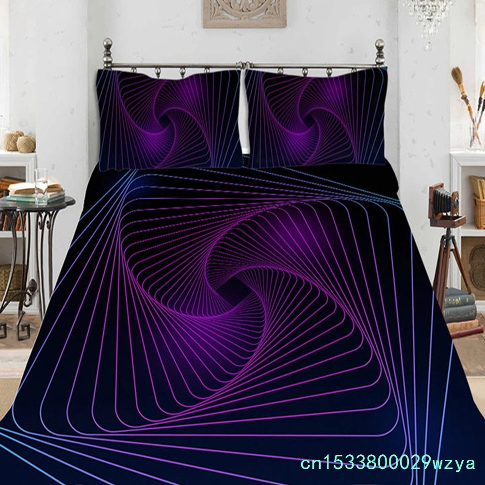 Geometric Duvet Cover Set Psychedelic Swirl Eyes Bedding Set Microfiber Colorful Abstract Pattern Quilt Cover With Pillowcases