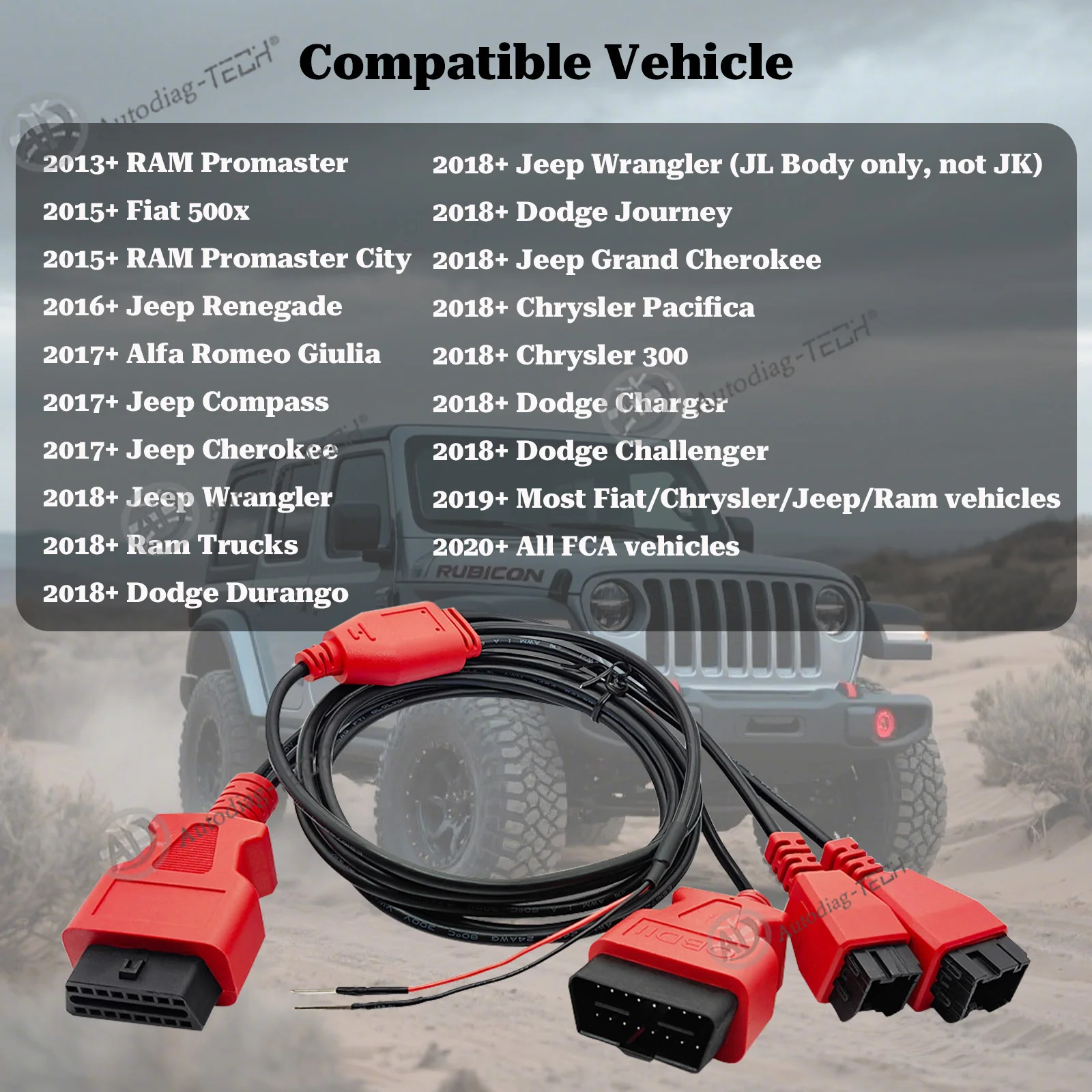 

Адаптер FCA 12+8 SGW для Chrysler Fiat/Jeep/RAM/Dodge, разъем диагностического инструмента OBD2 с CAN FD, совместимый AlfaOBD/JSCAN