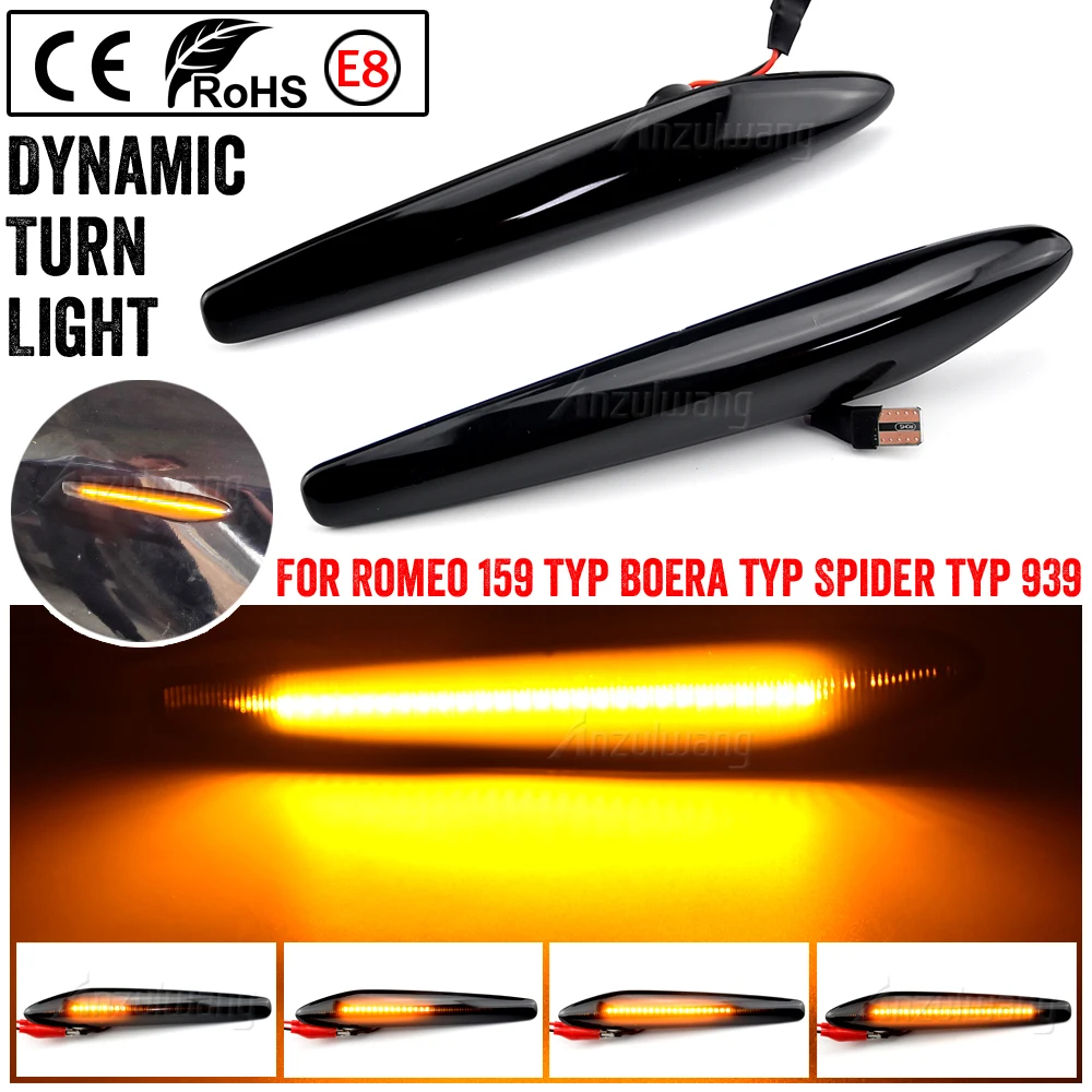 

2Pcs/Pair Car Dynamic LED Sequential Lamp Side Marker Light For Alfa Romeo 159 Sportwagon Brera Spider typ 939 2006-2011