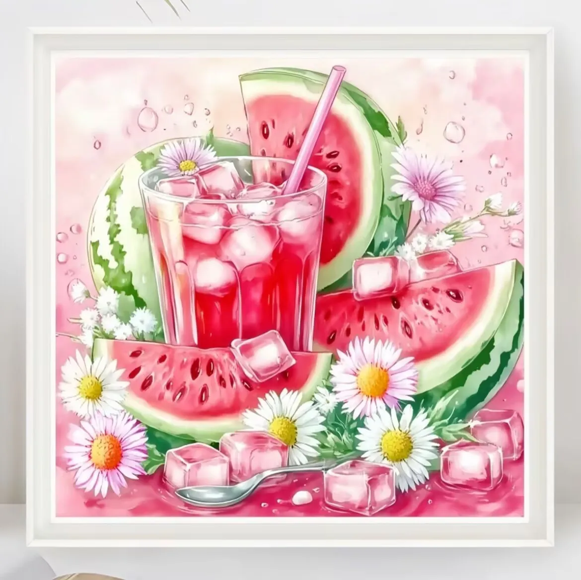 

9ct 75x75cm Watermelon Summer Embroidery DIY Printed Kit Cross Stitch Thread Needlework Sets Home Decor Crafts With Needles
