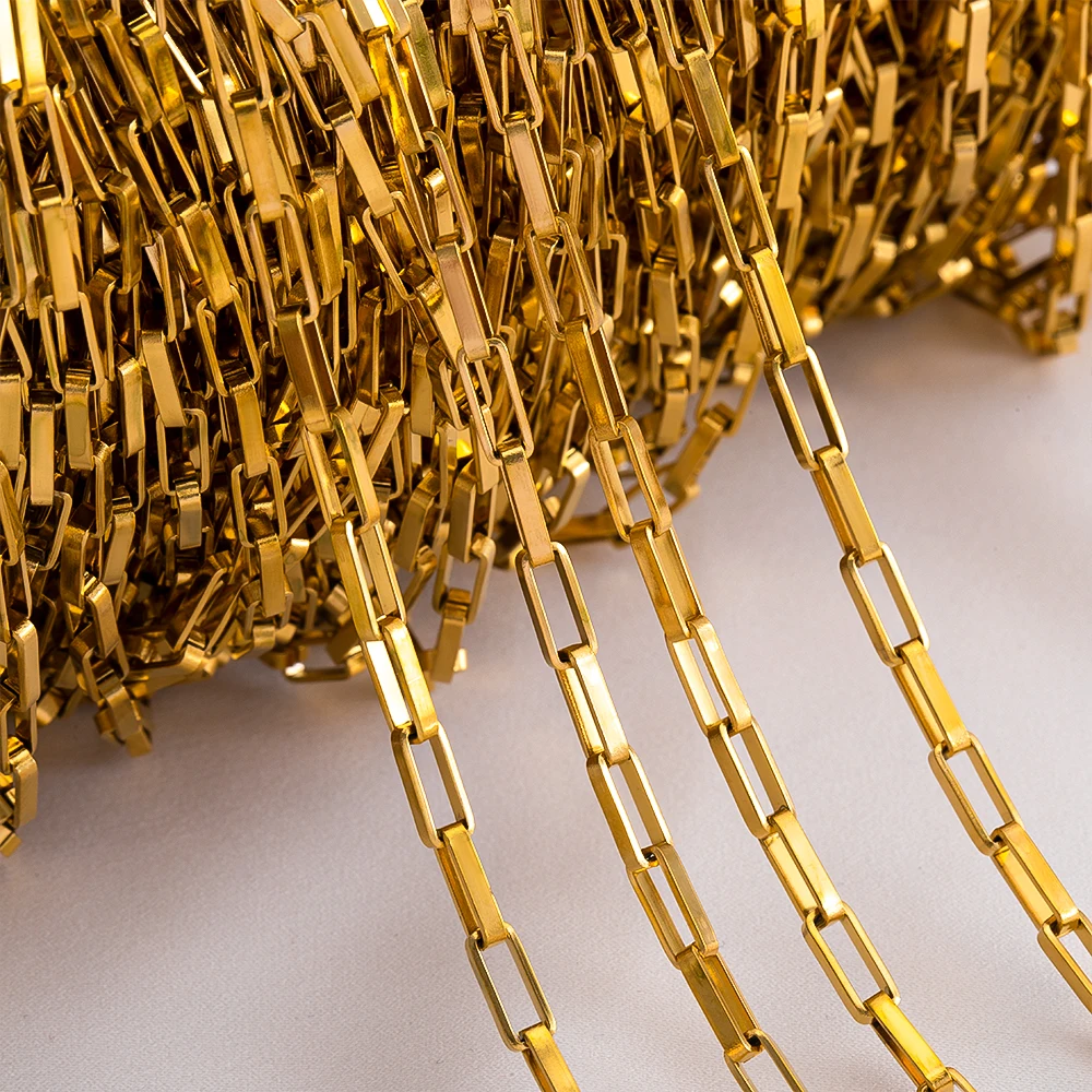 

1M Stainless Steel Box Chain Trend Hollow Rectangle Necklace Bracelet Chains for DIY Jewelry Making Findings Bag Chain Supplies