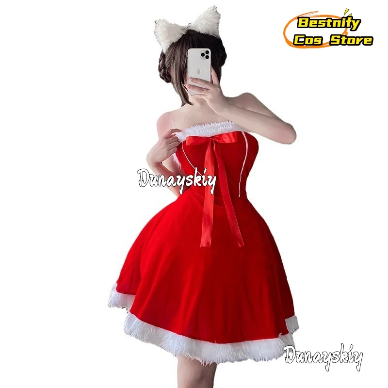 CosplayRed traje de vestido de Navidad disfraz de conejito Sexy uniforme de la serie de Papá Noel uniforme de sirvienta de Navidad vestido de capa de conejito Se