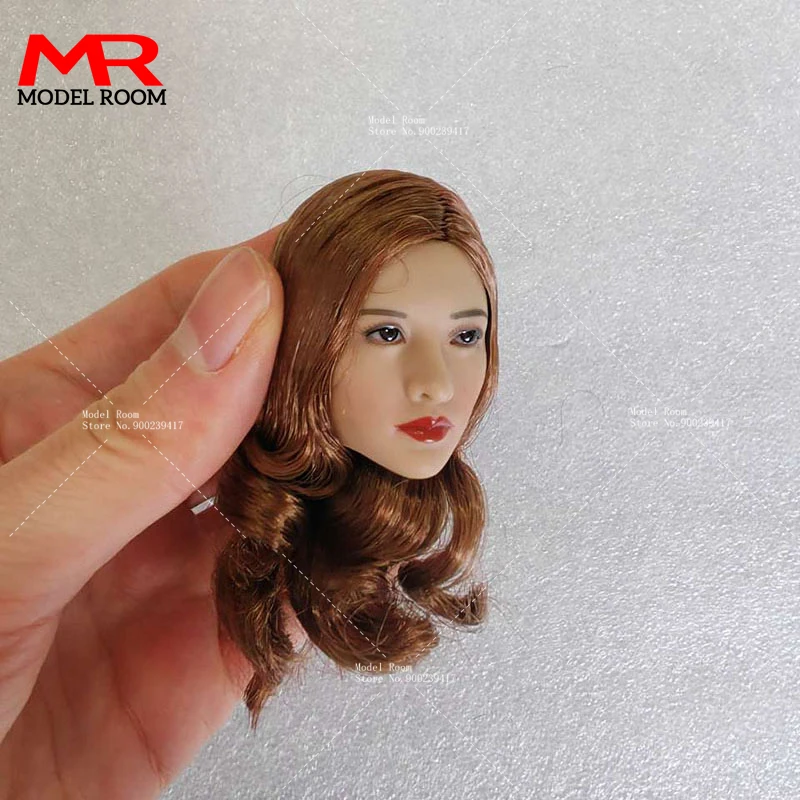 1/6 Scale Asian Beauty Head Sculpt Brown Long Hair Head Carving Model Fit 12\'\' Soldier Suntan Action Figure Body Dolls