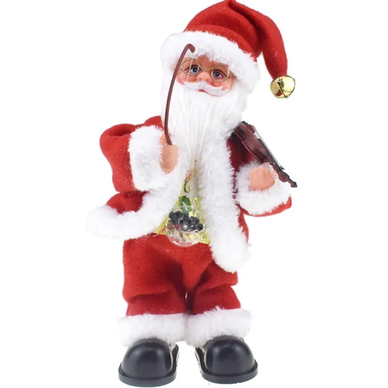 Creative Swing Electric Santa Claus Toys Christmas Gifts Playing Violin Dolls 2024 New Year Gifts Holiday Jewelry