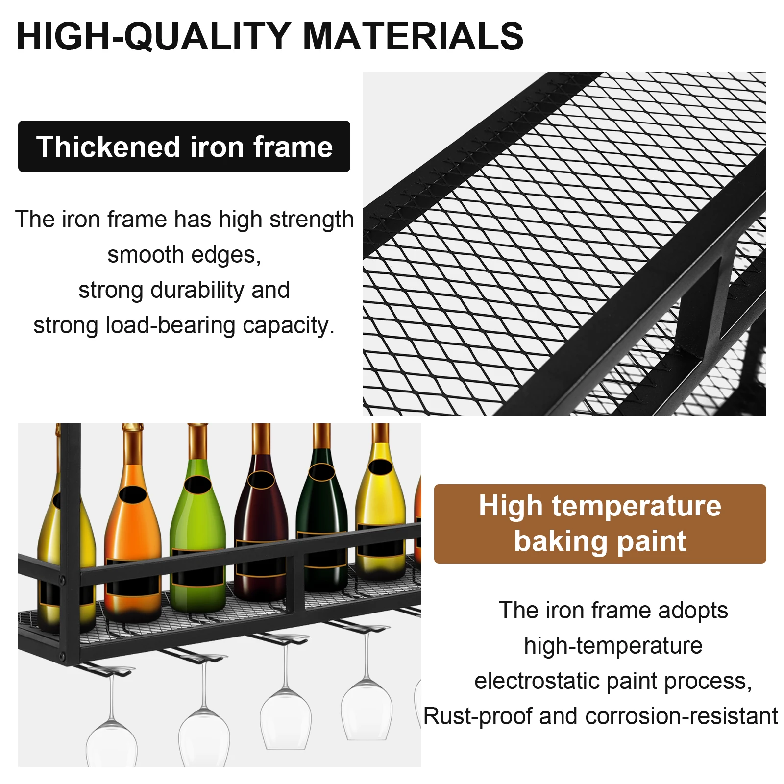 

Bar Liquor Bottle Display Shelf Wall-Mounted Floating Wall Wine Bracket Large Capacity for Home Bar Dining Room Decorative