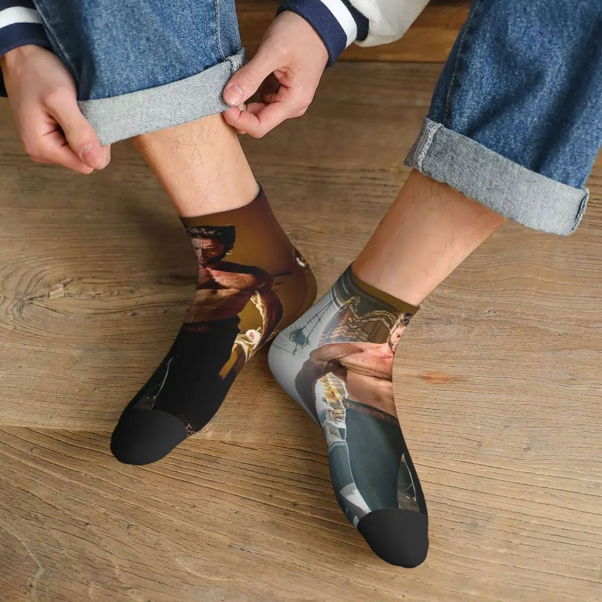 

Hugh Jackman Socks Harajuku Super Soft Stockings All Season Socks Accessories for Unisex Christmas Gifts