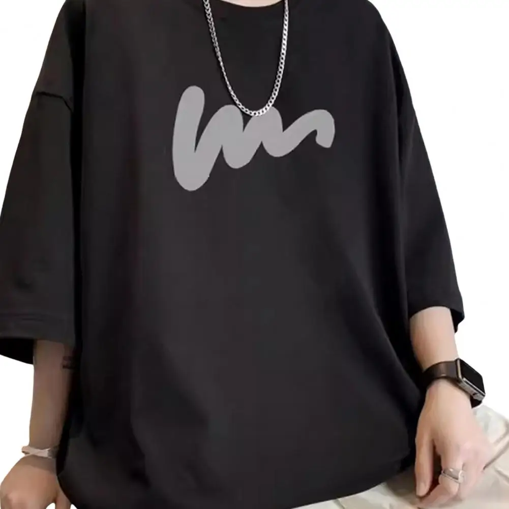 الصيف الرجال تي شيرت منتصف الأكمام جولة الرقبة فضفاضة تناسب حجم كبير بلون مطبوعة منتصف طول بلوزة كاجوال Homewear الرياضة الأعلى