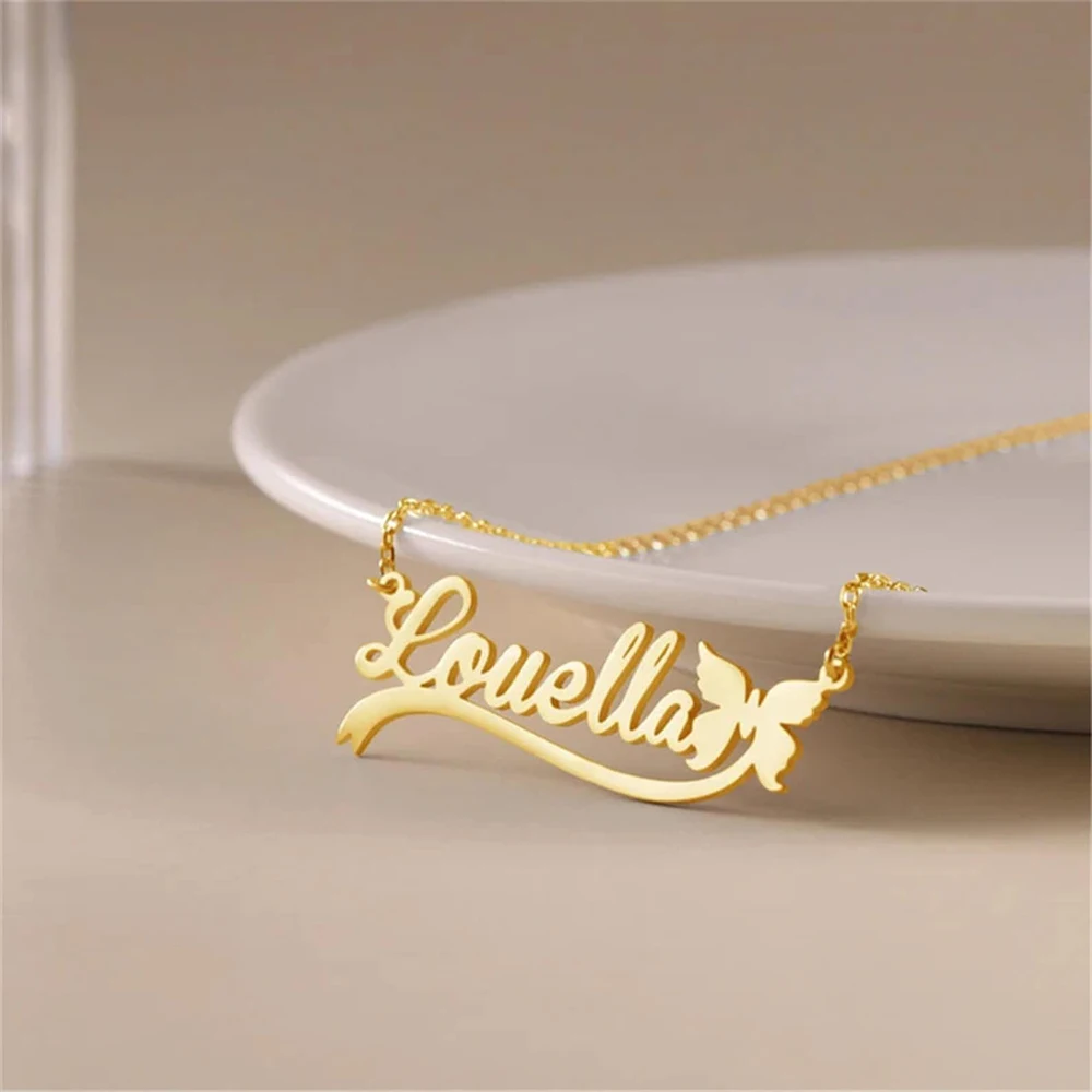 

Personalized Stainless Steel Butterfly Style Custom Name Necklace, Beauty Sweet Necklace, Holiday Jewelry Gifts