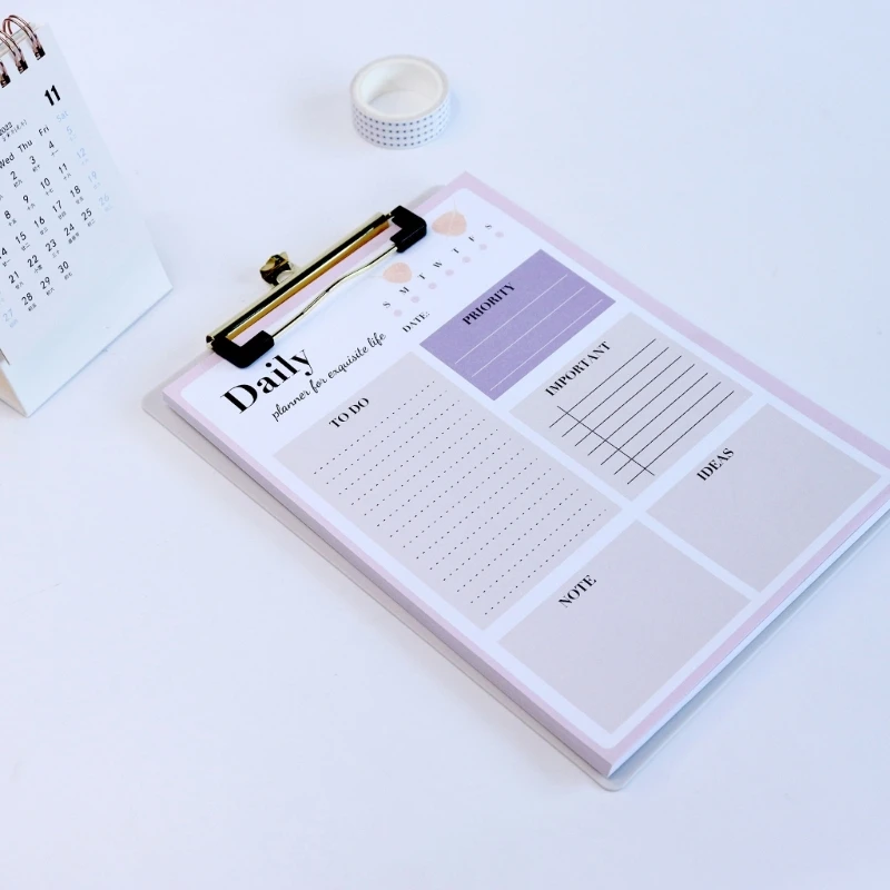 Daily Planner with PVC Hard Cover 50 Undated Tear-Off Sheets To Do List Notebook Twin-coil Binding Daily Journal Notepad