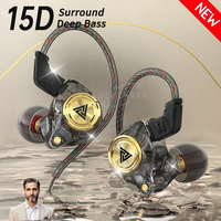 QKZ 15D Surround Sound Headphones Dynamics In Ear Monitor Hifi Wired Earphones Bass Stereo Game Music Noise Cancelling Headset
