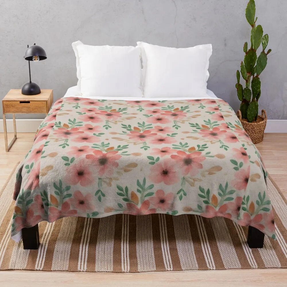 Sweet flower watercolor seamless pattern.soft pastel colors water color seamless pattern for beauty products or ot Throw Blanket