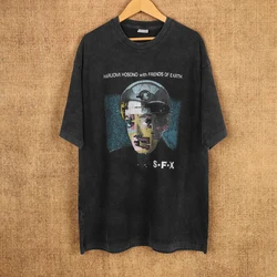 Haruomi Hosono With Friends Of Earth T-Shirt YMO  Washed Short Sleeves Men's Tops Graphic Printed Short Sleeves Top Shirt Man
