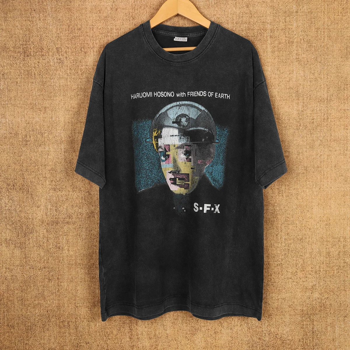 Haruomi Hosono With Friends Of Earth T-Shirt YMO  Washed Short Sleeves Men's Tops Graphic Printed Short Sleeves Top Shirt Man