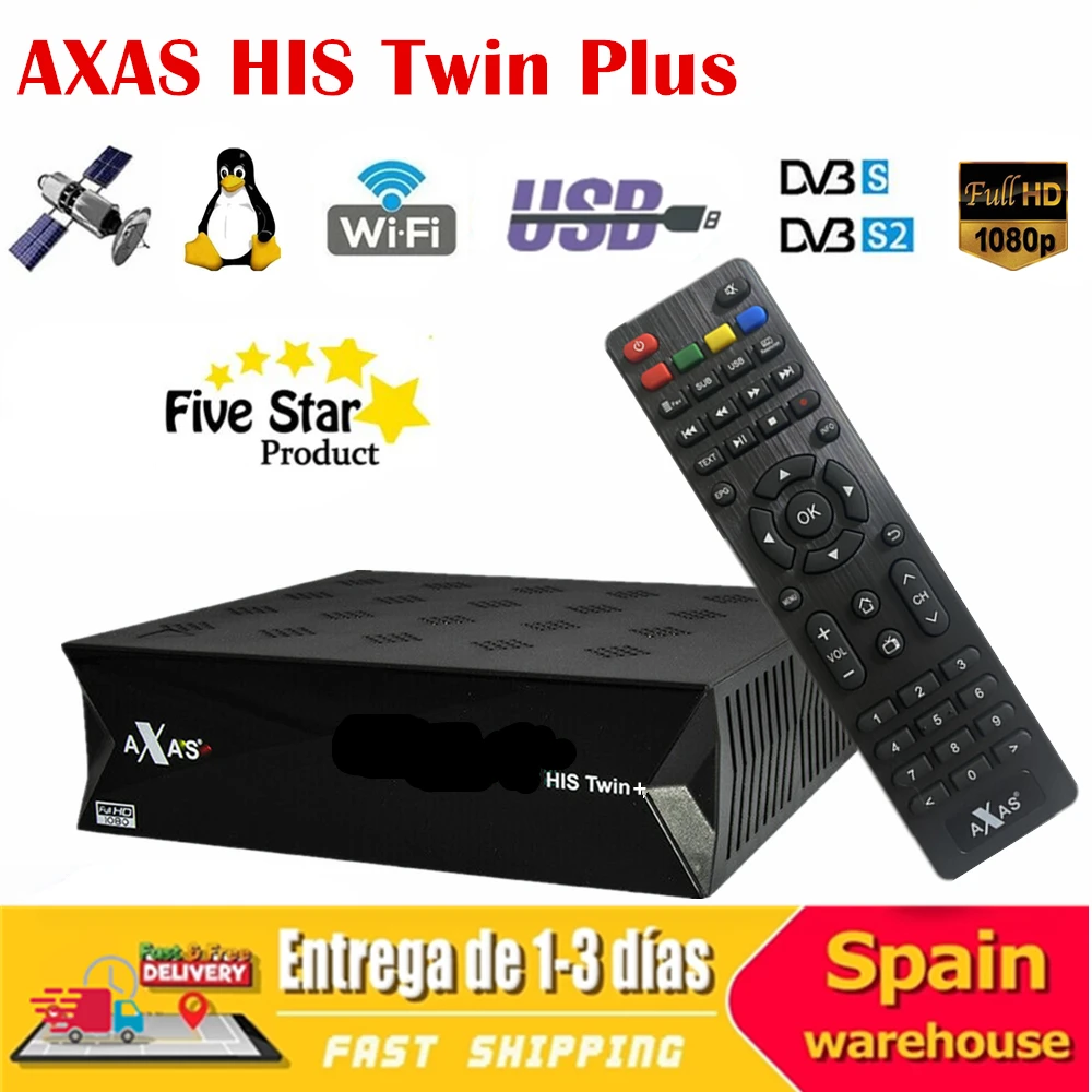 New! Satellite Receiver Axas His Twin Plus 1080P UHD Enigma2 Linux E2 OS Dual DVB-S2X Build-in WiFi H2.65 Smart Digital TV